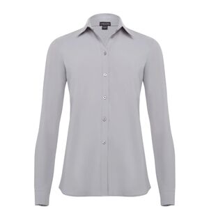 Ameliora Sullivan Relaxed Fit Button Down Long Sleeve Shirt Silver Gray! L